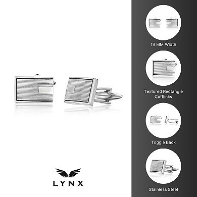 LYNX Men's Stainless Steel Black Resin Cuff Links