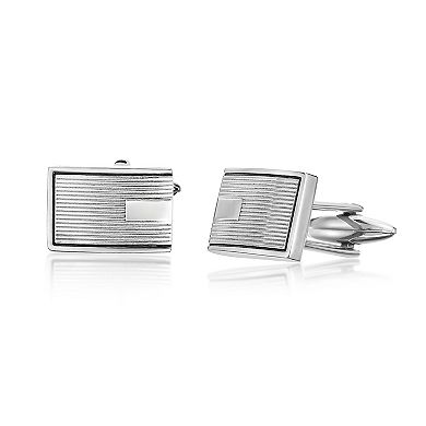 LYNX Men's Stainless Steel Black Resin Cuff Links
