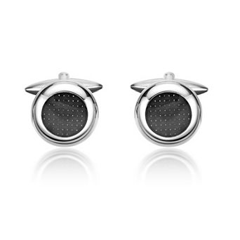 LYNX Men's Stainless Steel Black Cuff Links