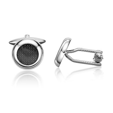 LYNX Men's Stainless Steel Black Cuff Links