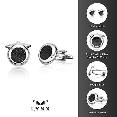 LYNX Men's Stainless Steel Black Cuff Links