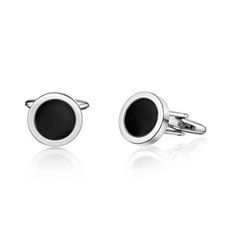 LYNX Men's Stainless Steel Black Resin Cuff Links