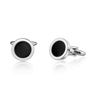 LYNX Men's Stainless Steel Black Resin Cuff Links
