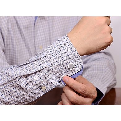 LYNX Men's Stainless Steel Black Resin Cuff Links