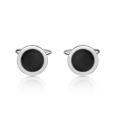 LYNX Men's Stainless Steel Black Resin Cuff Links
