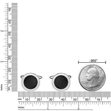 LYNX Men's Stainless Steel Black Resin Cuff Links