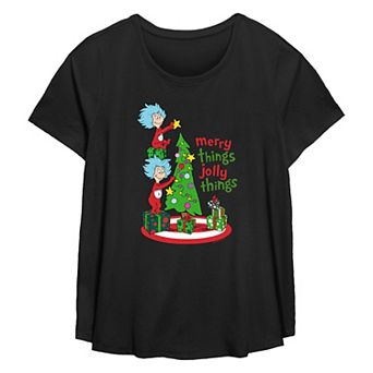 Plus Size Dr. Seuss Thing 1 And Thing 2 Merry Things Jolly Things Flowy Graphic Tee
