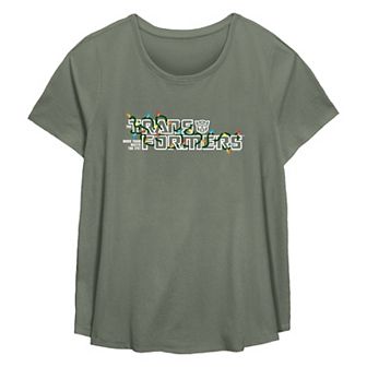Plus Size Transformers Christmas Lights Flowy Graphic Tee