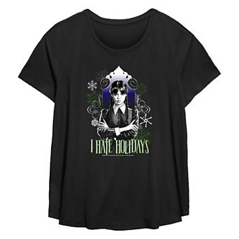 Plus Size Wednesday I Hate Holidays Flowy Graphic Tee