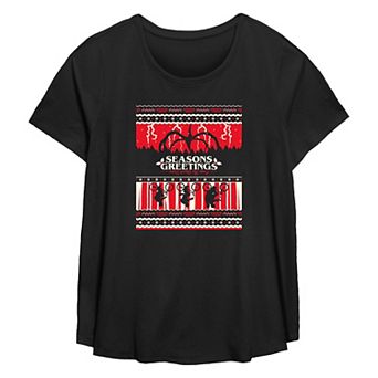 Plus Size Stranger Things Season's Greeting From The Upside Down Flowy Graphic Tee