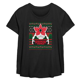 Plus Size Stranger Things Demogorgon Ugly Christmas Flowy Graphic Tee