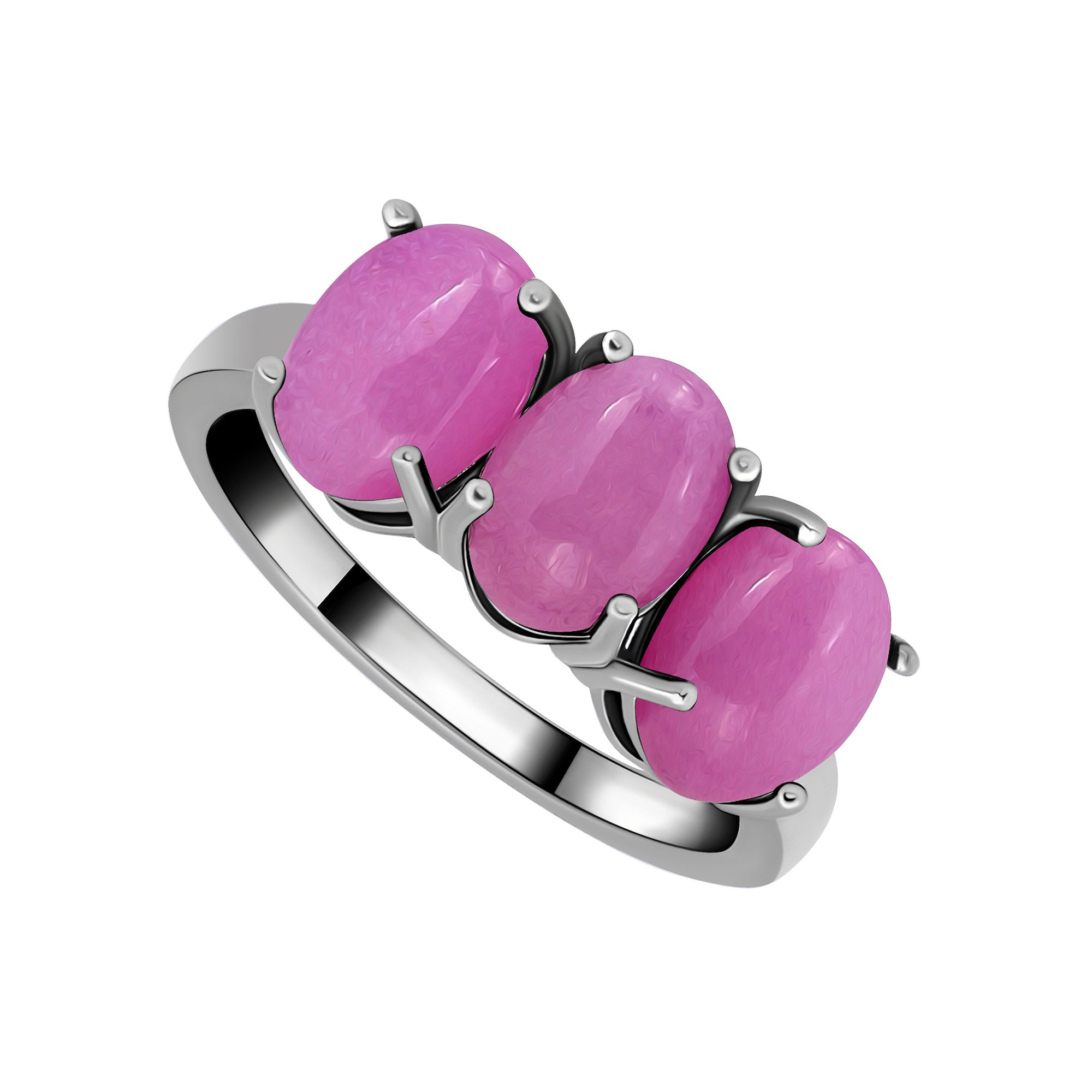 Aleure Precioso Sterling Silver Polished 3-Stone Ring, Womens, Size: 6, Pu