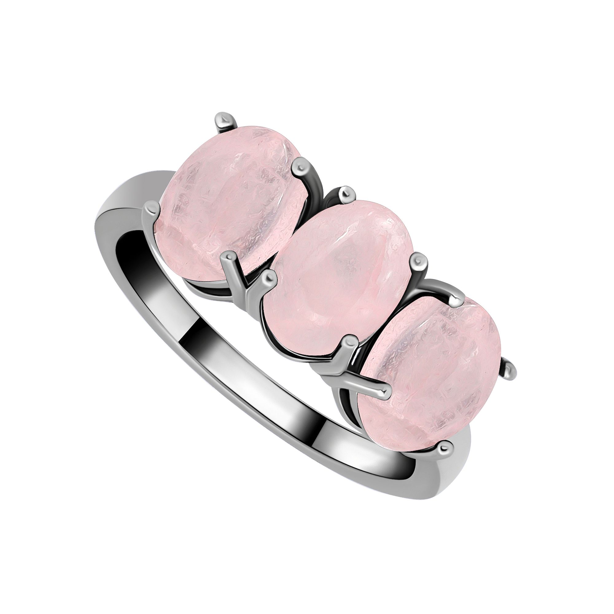 Aleure Precioso Sterling Silver Polished 3-Stone Ring, Womens, Size: 7, Pi