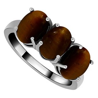 Aleure Precioso Sterling Silver Polished 3-Stone Ring