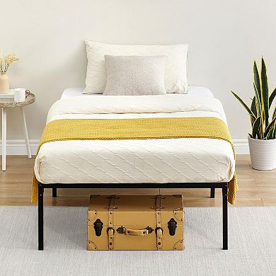 14 Inch Twin Size Metal Platform Bed Frame, Heavy Duty Steel Slat Support, No Box Spring Needed