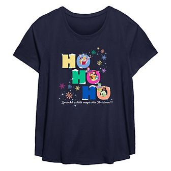 Disney Princess Aurora, Belle & Tiana Sprinkle A Little Magic This Christmas Plus Size Flowy Graphic Tee