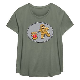 Plus Size Star Wars The Mandalorian Grogu Gingerbread Cookies Flowy Graphic Tee