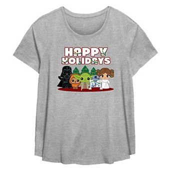 Plus Size Star Wars Characters Happy Holidays Flowy Graphic Tee