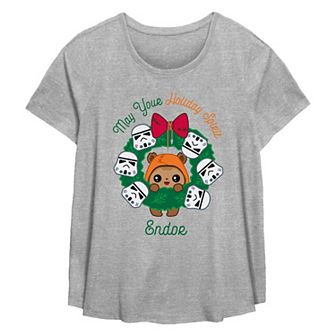 Plus Size Star Wars May Your Holiday Spirit Endor Flowy Graphic Tee