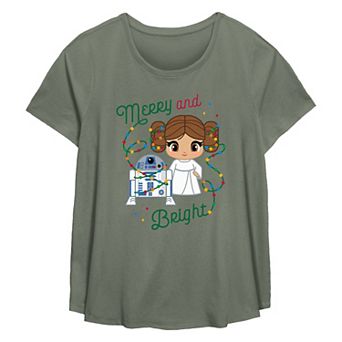 Plus Size Star Wars R2-D2 And Princess Leia Organa Merry And Bright Flowy Graphic Tee