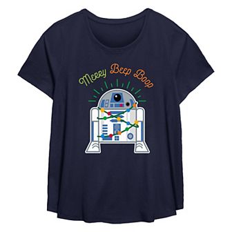 Plus Size Star Wars R2-D2 Merry Beep Boop Flowy Graphic Tee