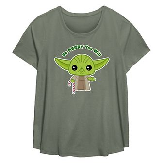 Plus Size Star Wars Yoda Be Merry You Will Flowy Graphic Tee