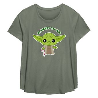 Plus Size Star Wars Yoda Be Merry You Will Flowy Graphic Tee