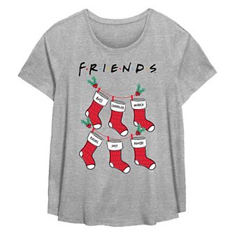 Plus Size Friends Christmas Stockings Flowy Graphic Tee