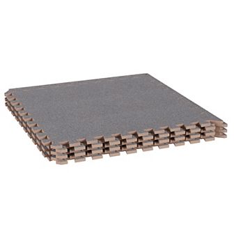 Foam Mat Floor Tiles 6 pc Set - Interlocking Eva Foam Padding With Soft Carpet Top For Exercise, Yoga