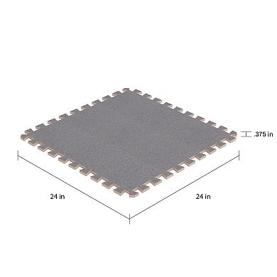 Foam Mat Floor Tiles 6pc Set - Interlocking Eva Foam Padding With Soft Carpet Top For Exercise, Yoga
