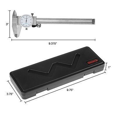 Dial Caliper- Stainless Steel And Shock Proof Tool With Plastic Carry Case, 0- 6 Inch Measuring Rang