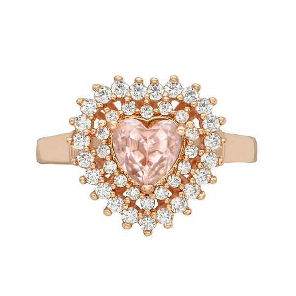 City Luxe Rose Gold Crystal & Cubic Zirconia Double Halo  display picture 3