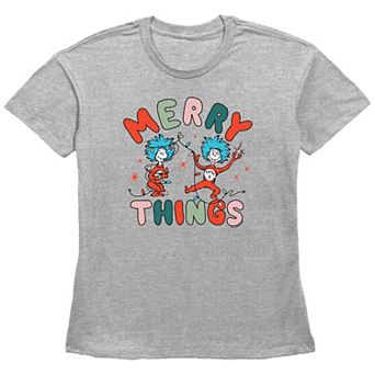 Women's Dr. Seuss Thing 1 And Thing 2 Merry Things Graphic Tee