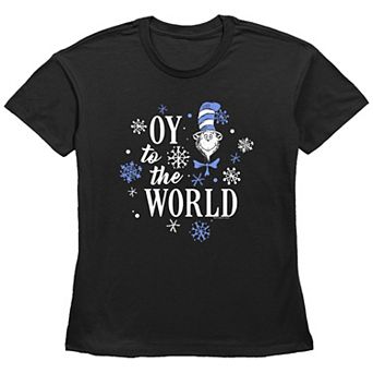 Women's Dr. Seuss The Cat In The Hat Oy To The World Graphic Tee