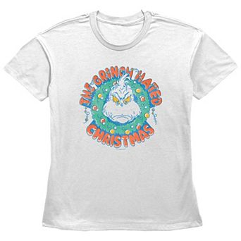 Women's Dr. Seuss The Grinch Hated Christmas Wreath Graphic Tee