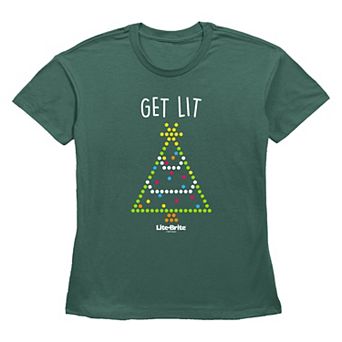 Women's Lite-Brite Get Lit Christmas Tree Graphic Tee
