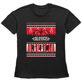 Women's Stranger Things Season's Greeting From The Upside Down Graphic Tee