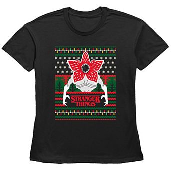 Women's Stranger Things Demogorgon Ugly Christmas Graphic Tee