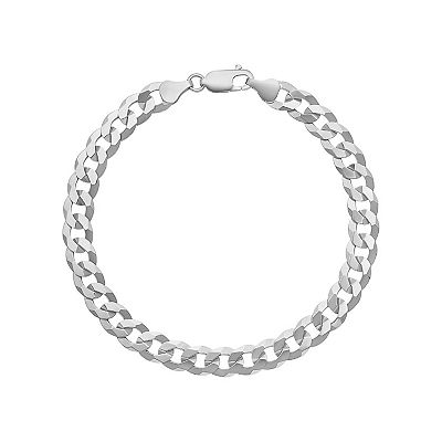 Men's PRIMROSE Sterling Silver Flat Curb Chain Bracelet