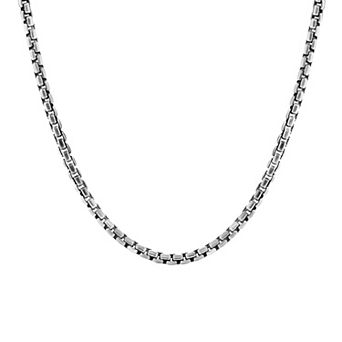 Men's PRIMROSE Sterling Silver Oxidized Rounded Box Chain Necklace