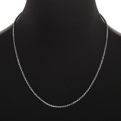 Men's PRIMROSE Sterling Silver Oxidized Rounded Box Chain Necklace