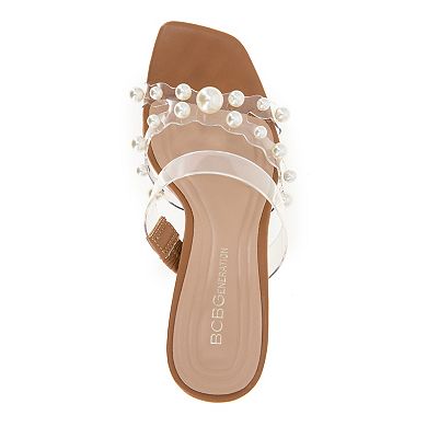 BCBGeneration Rainy Women's Slip-on Faux Pearl Heeled Sandals