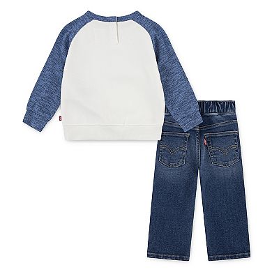Baby & Toddler Boys Levi's® Moto Crewneck Sweatshirt & Jeans 2-Piece Set