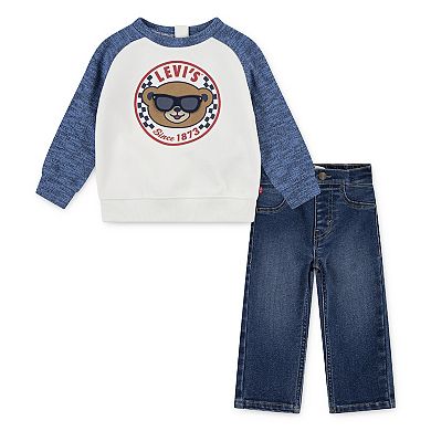 Baby & Toddler Boys Levi's® Moto Crewneck Sweatshirt & Jeans 2-Piece Set