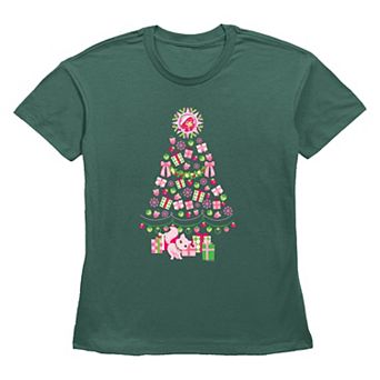 Women's Strawberry Shortcake Berry Christmas Tree Graphic Tee
