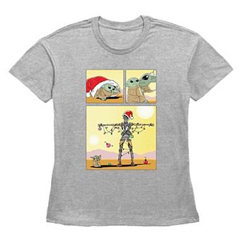 Women's Star Wars The Mandalorian The Child Christmas Robot Graphic Tee