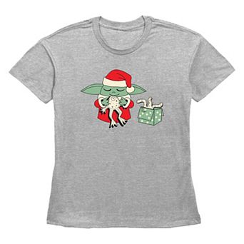 Women's Star Wars The Mandalorian Grogu Froggy Present Graphic Tee
