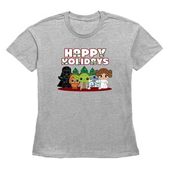 Women's Star Wars Characters Happy Holidays Graphic Tee
