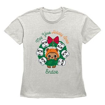 Women's Star Wars May Your Holiday Spirit Endor Graphic Tee