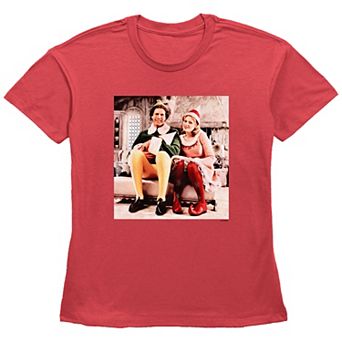 Women's Elf Buddy And Jovie Portrait Graphic Tee